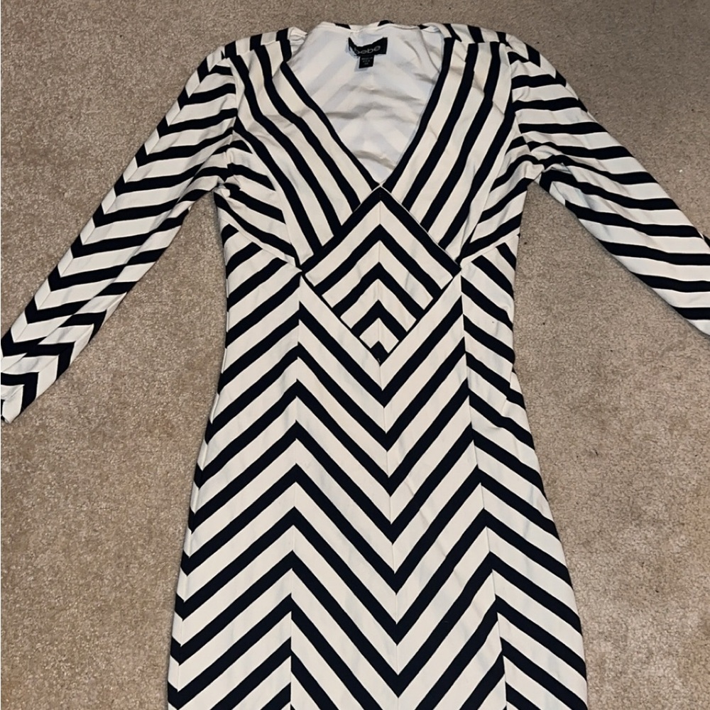Bebe Black and White Stripe Dress
